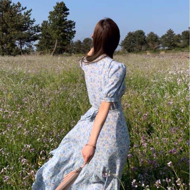 Đầm Hoa vạt chéo dáng dài Quảng Châu