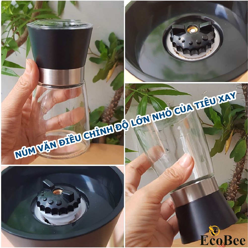 Lọ Xay Tiêu Cầm Tay Bằng Thủy Tinh, Vừa Xay Tiêu Vừa Đựng Gia Vị Tiện Dụng - Ecobee