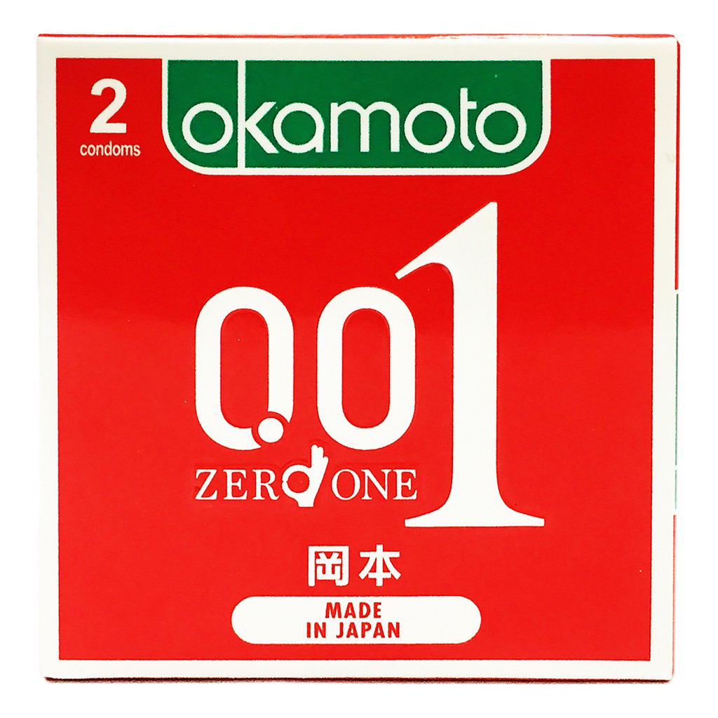 [ ÚKona ] - Bao Cao su Okamoto 0.01 PU Siêu mỏng Truyền Nhiệt Nhanh Hộp 2 Cái