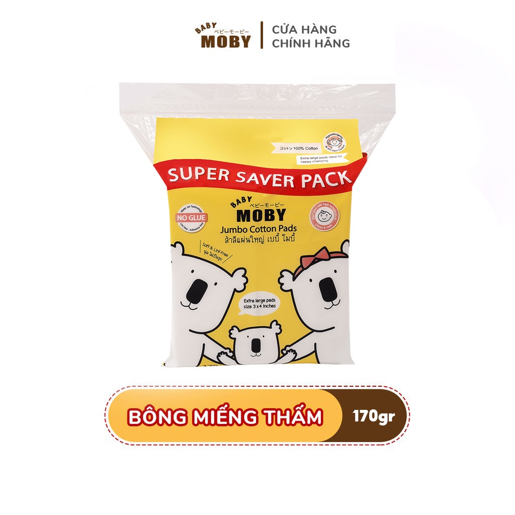 Bông miếng Moby Baby cỡ lớn (100 miếng/gói)