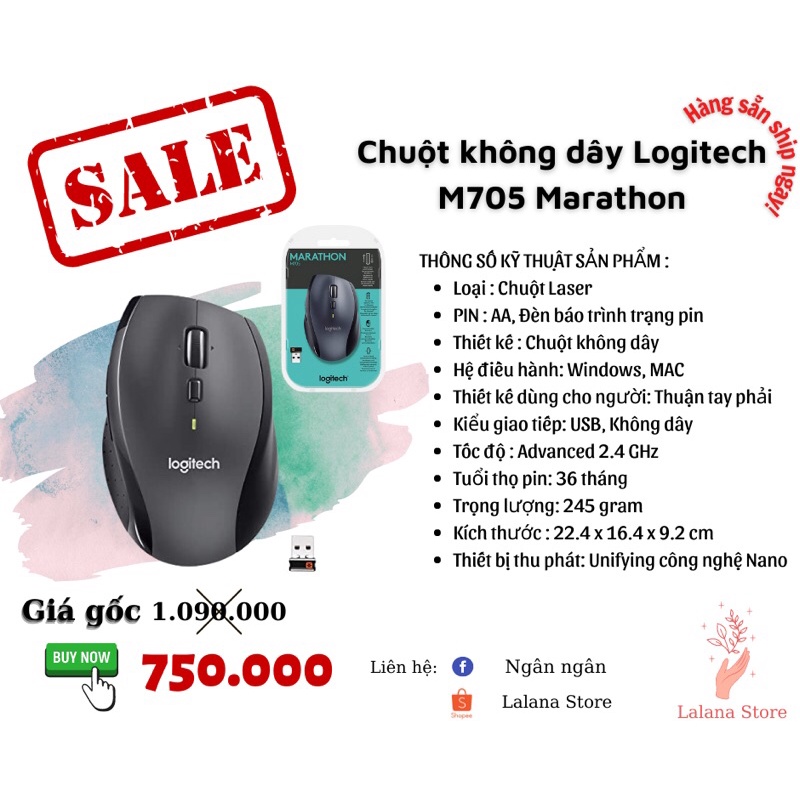 Chuột không dây Logitech M705 Marathon
