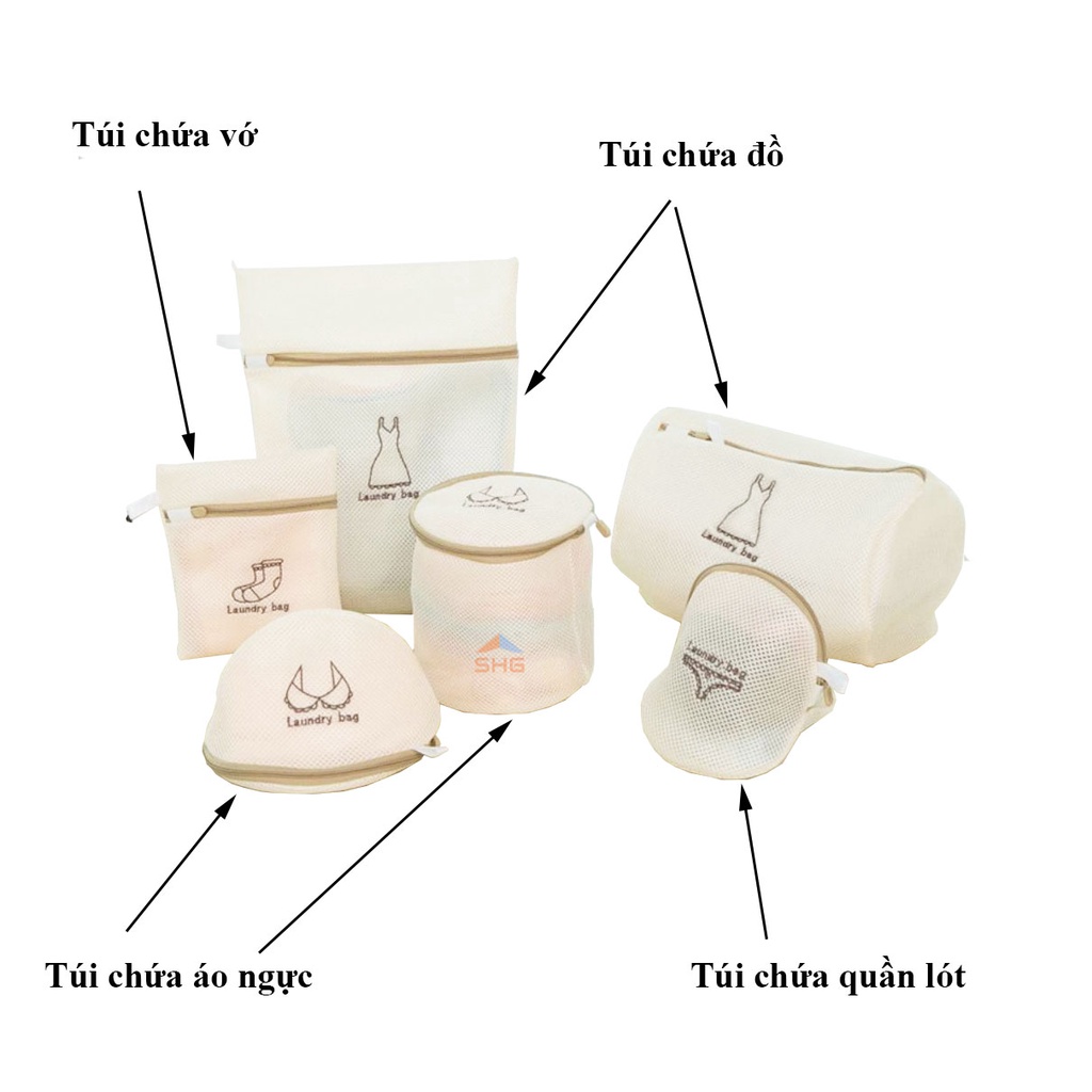 Túi lưới giặt đồ cao cấp 2 lớp dày dặn có dây rút / Túi giặt quần áo áo lót quần lót vớ cho máy giặt có dây kéo - Mã DR