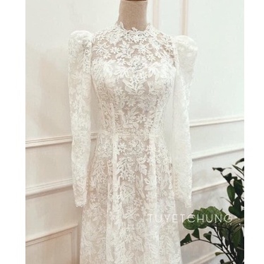 Áo Dài ,Áo Dài Cô Dâu Vải Ren Sang Chảnh Cho Các Cô Dâu