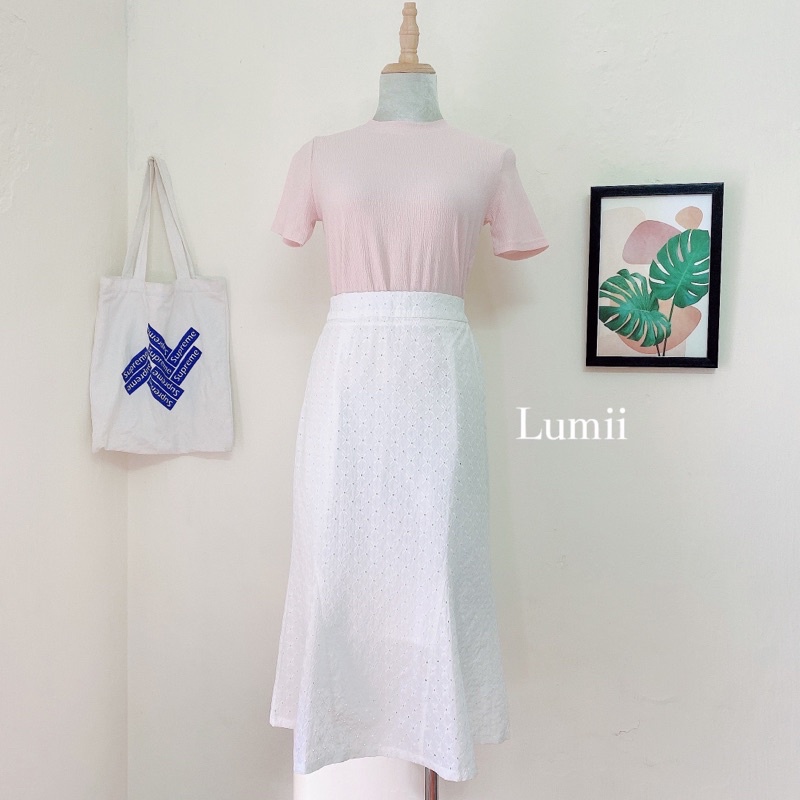 Chân váy ren đuôi cá chun sau khoá sườn Quảng Châu - Lumii