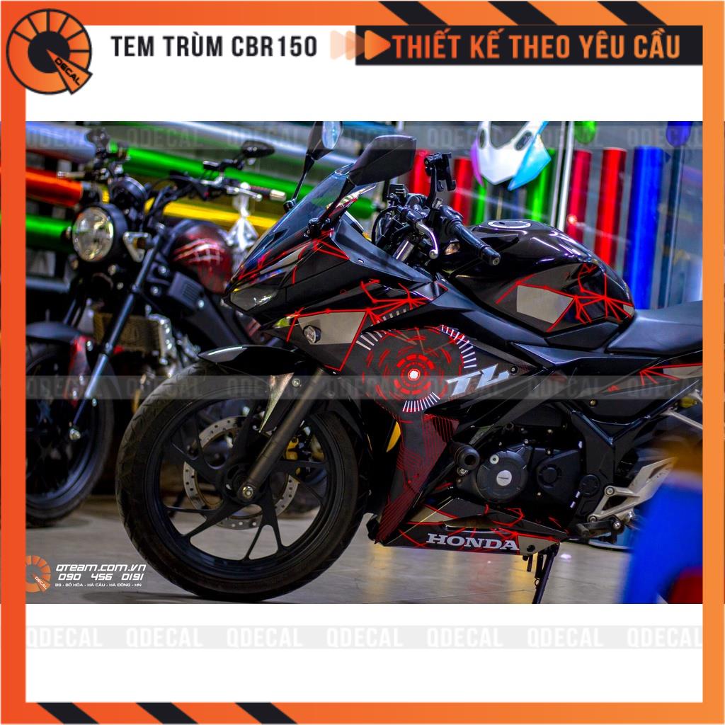 Tem trùm CBR150 Technology đen đỏ decal 3 lớp thiết kế theo yêu cầu