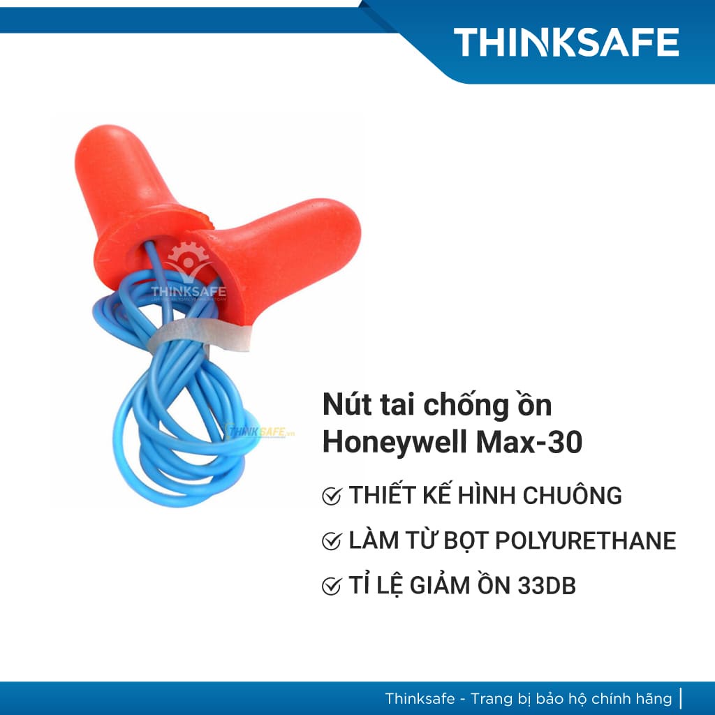 Nút tai chống ồn Honeywell MAX-30 chất liệu foam polyrethane giảm ồn 33dB