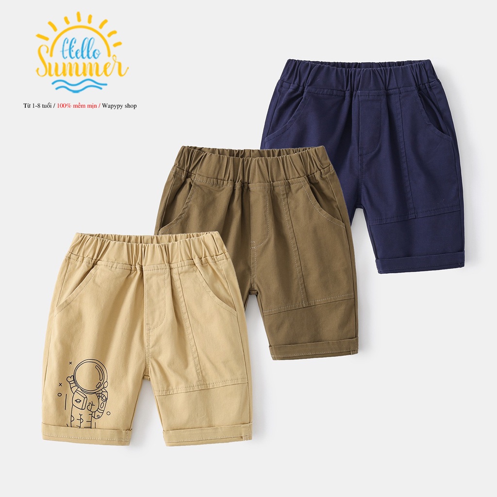 Quần kaki bé trai WELLKIDS quần short họa tiết phi hành gia mẫu mới 2022