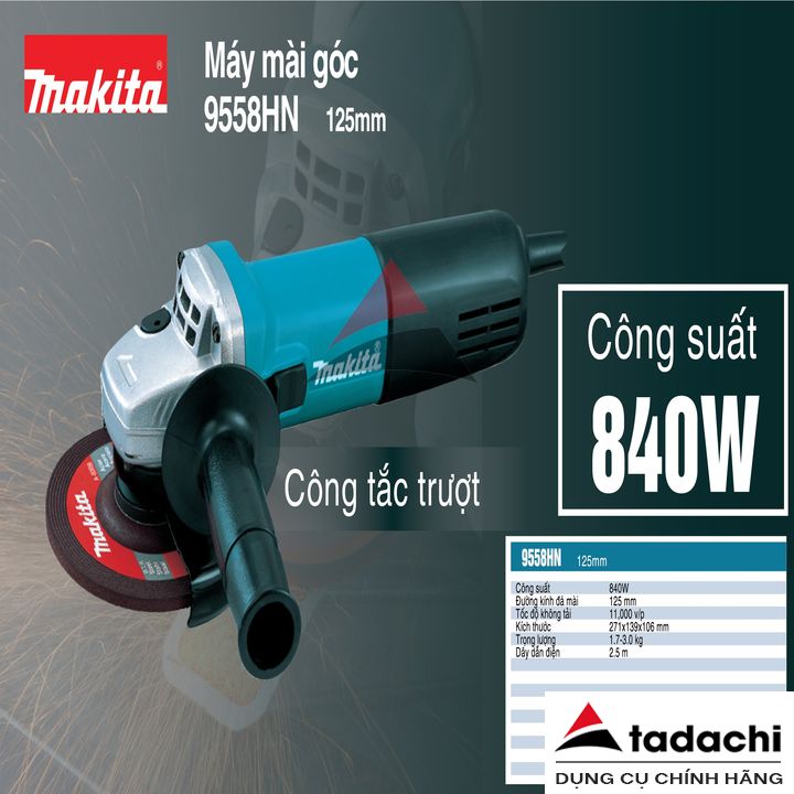 Máy mài góc 125mm dùng điện 840W Makita 9558HN | Tadachi