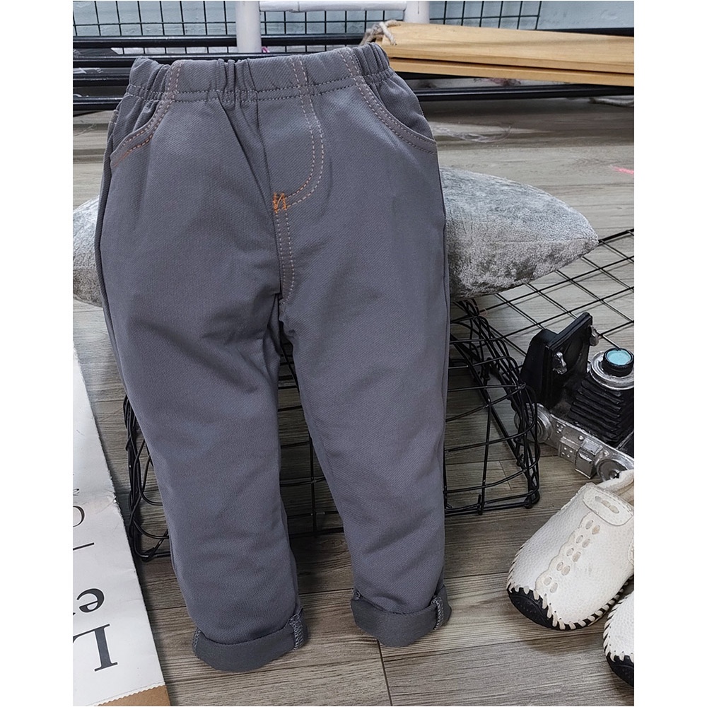 Quần kaki bé trai lưng thun co giãn phối áo dài sơ mi áo thun màu trắng MamLa