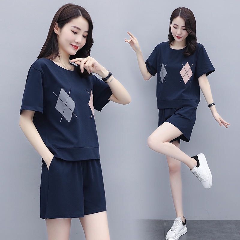 Set Đồ Thể Thao Áo Thun Tay Ngắn Dáng Rộng Cổ Tròn Phong Cách Hàn Quốc Thời Trang Mùa Hè C8542