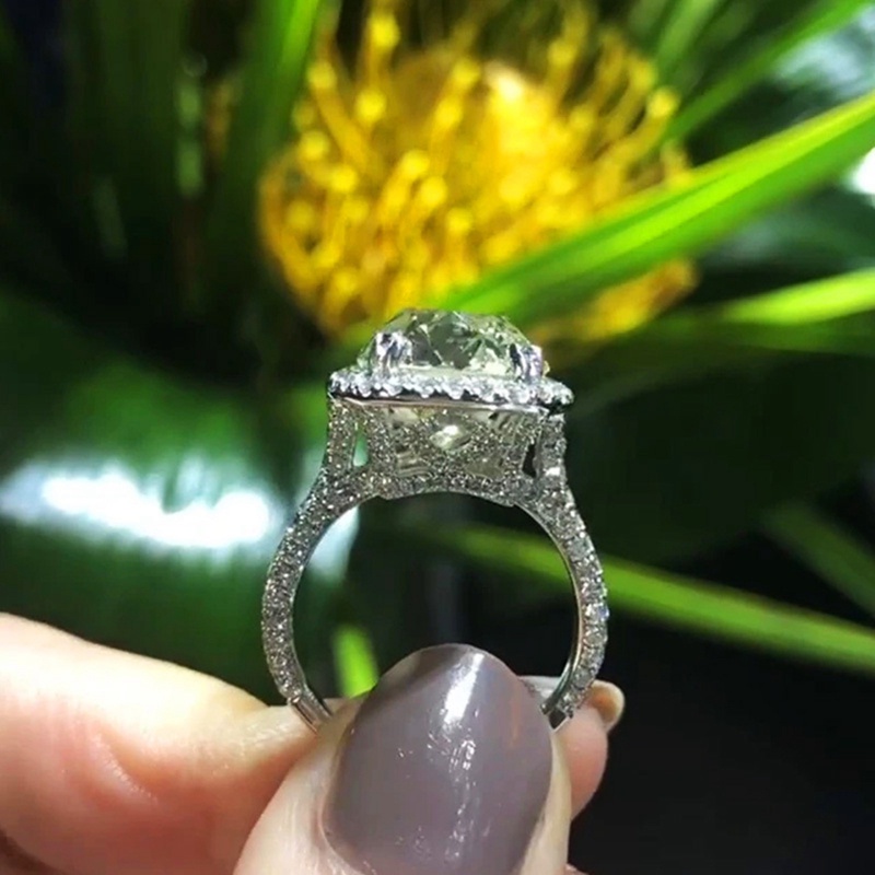Nhẫn Đính Hôn Đính Đá Zircon Lớn Hình Học Đơn Giản Thanh Lịch Cho Nữ