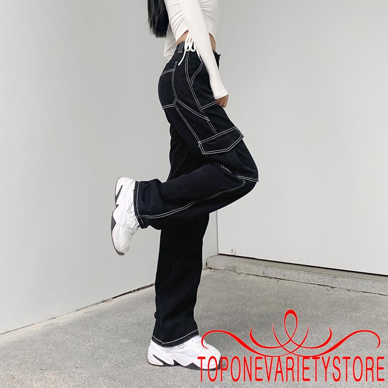 Quần jeans dài ống rộng kiểu dáng thời trang dành cho nữ | BigBuy360 - bigbuy360.vn