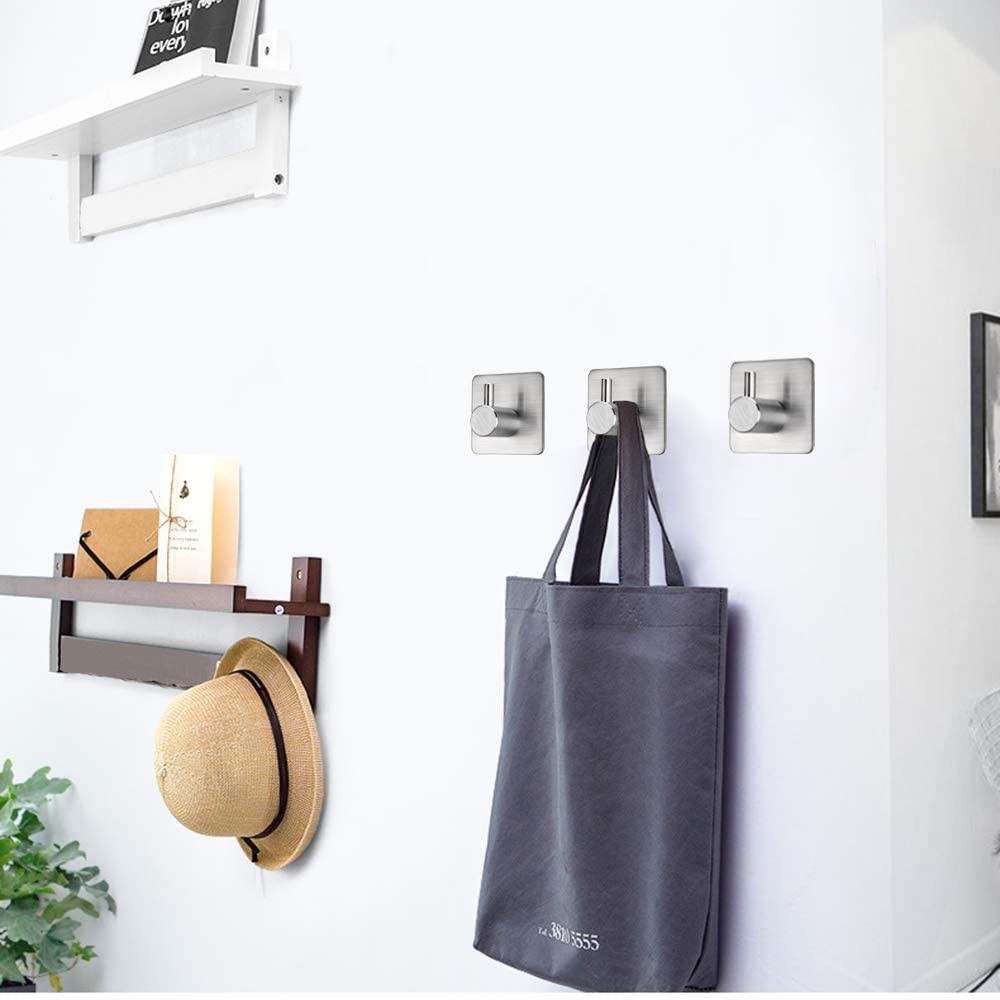 Áo khoác dán tường &amp; Giá treo quần áo tự dính Giá đỡ treo tường bằng thép không gỉ Giá treo chìa khóa Khăn Móc treo Phụ kiện phòng tắm