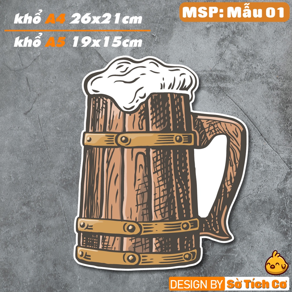 Sticker Beer 2 khổ lớn hình Retro trang trí decor quán ăn, dán tường, quầy, kính, dán xe đẩy,... MSP: BS03