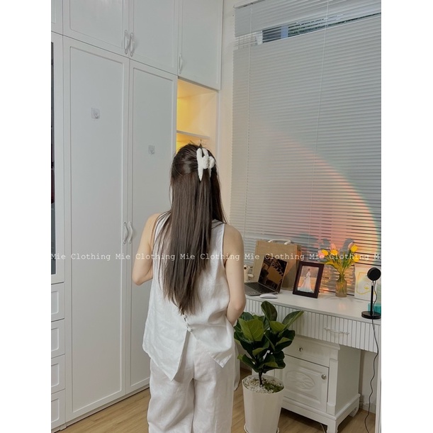 MIE MIN Áo Linen Mie sát nách cúc lưng