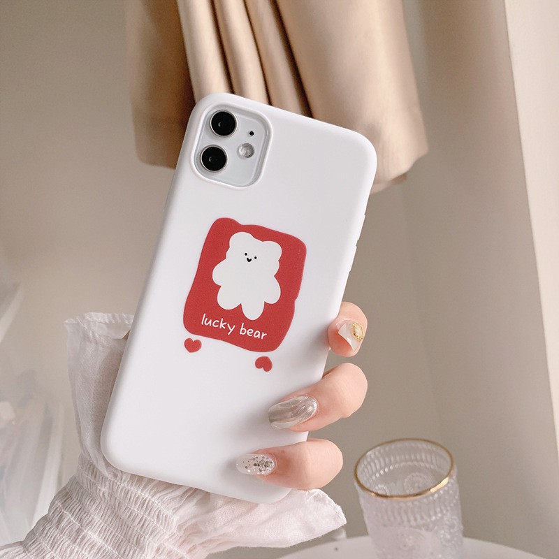 Ốp Onion gấu lucky bear đỏ iPhone 7 8 7 Plus 8 Plus X Xs Xr XsMax iPhone 11 11 Pro 11 Promax