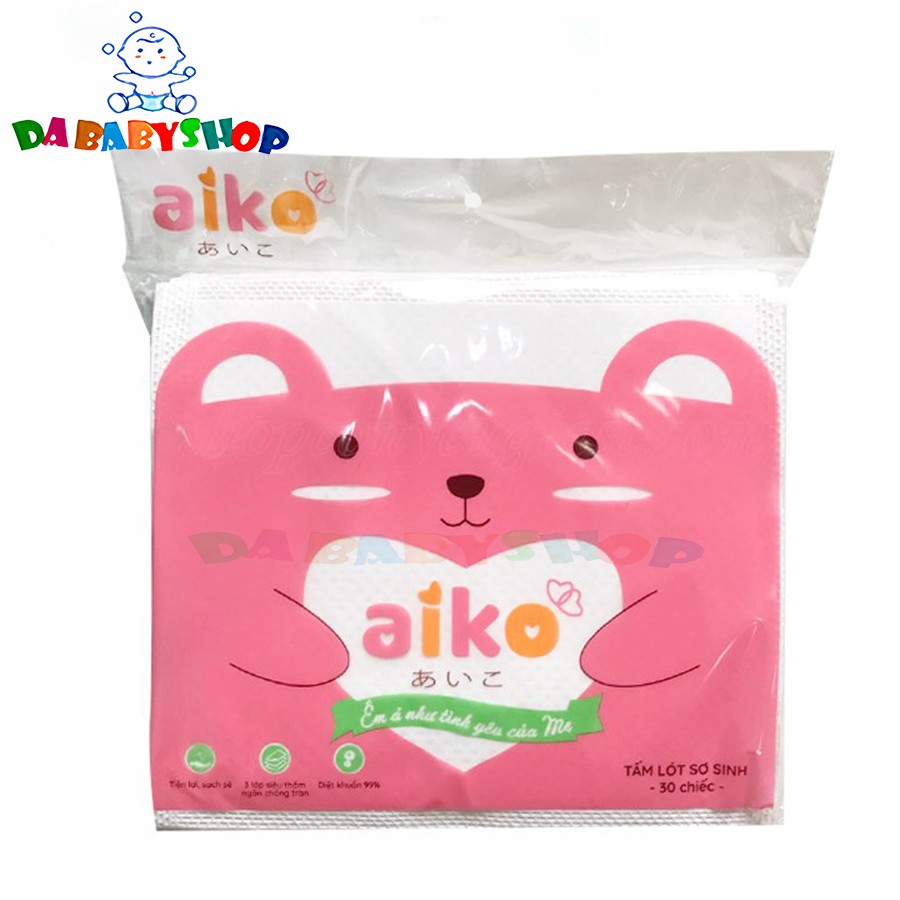 Tấm Lót Sơ Sinh Aiko 30 Tờ - Kích Thước 20cm x 22cm
