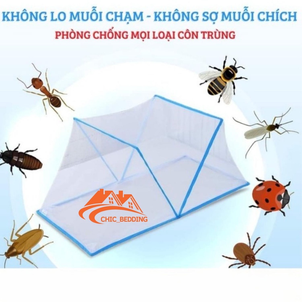 Màn chụp gấp gọn thông minh, mùng chụp tự bung đỉnh chóp đỉnh vuông 1m2 1m6 1m8 2m2