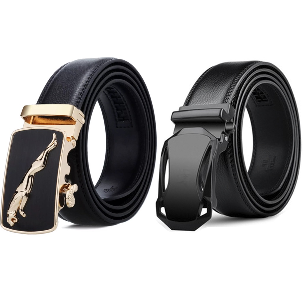 THẮT LƯNG NAM DA THẬT DÁNG TRƠN KHÓA TỰ ĐỘNG MÀU ĐEN