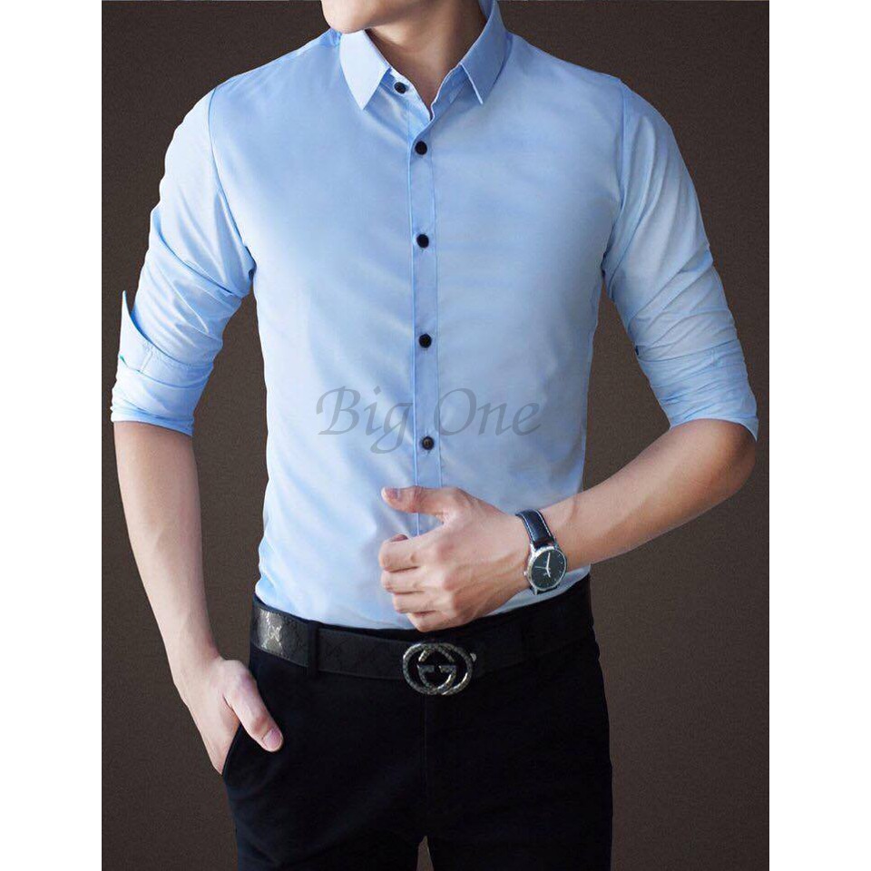 Sơ mi nam S391 chất lụa thái mềm mịn, phom slim fit | BigBuy360 - bigbuy360.vn