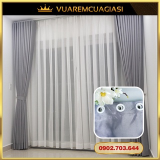 Rèm cửa xám nhạt may rido, ore đục lỗ, dán tường dùng trang trí nhà cửa chính, vải màn cửa sổ