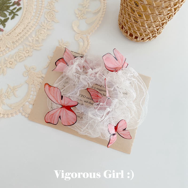 Scrunchies vải voan đính bướm