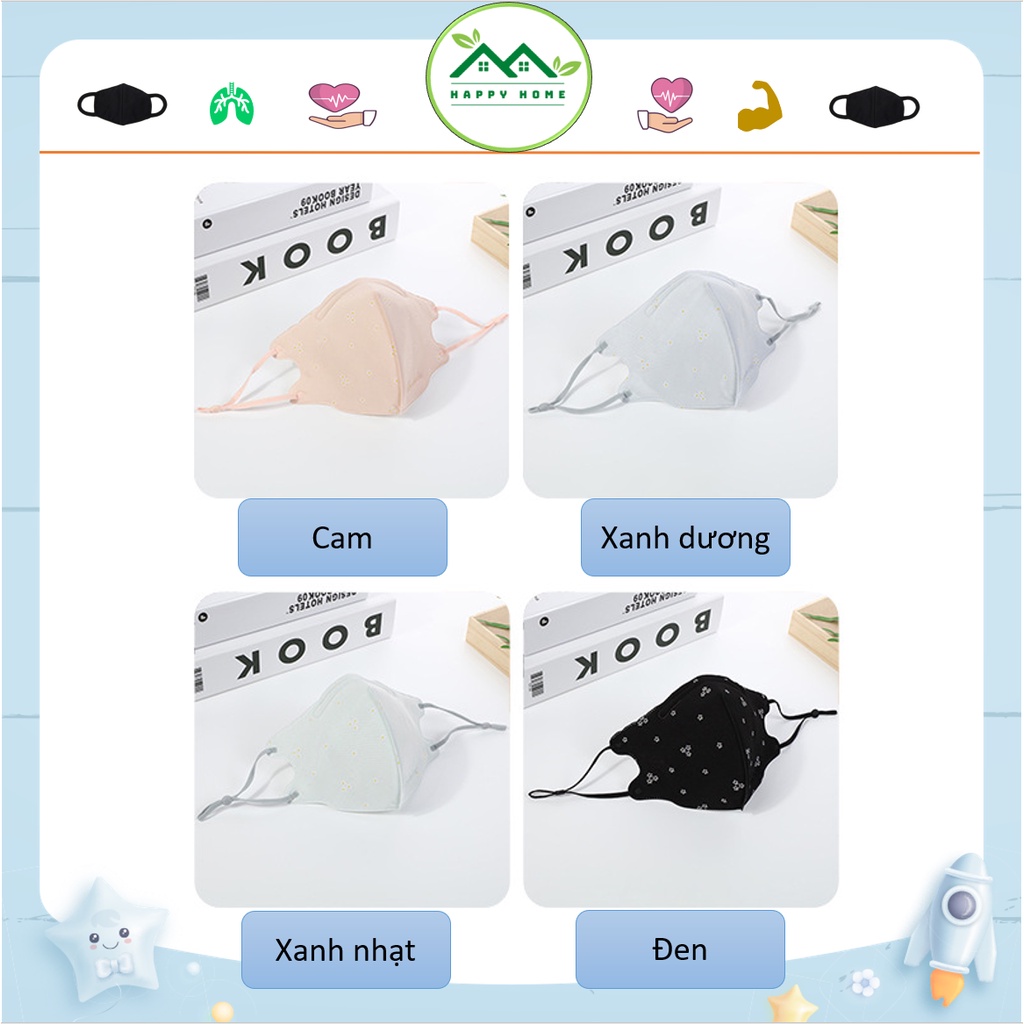 Khẩu trang vải chống tia UV, chống bụi mịn có lớp bông kháng khuẩn có thể giặt được