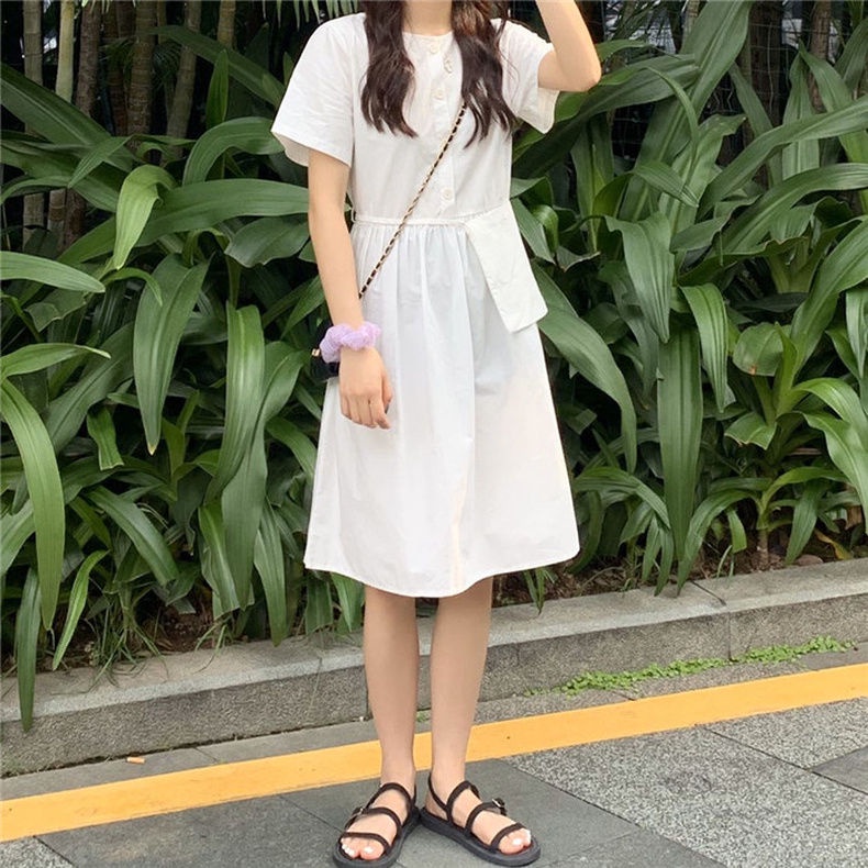 Đầm dáng rộng thiết kế đơn giản dễ thương phong cách Nhật Bản