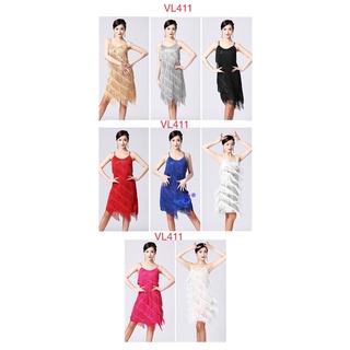 Đầm khiêu vũ tua tua kim sa lấp lánh vl411n