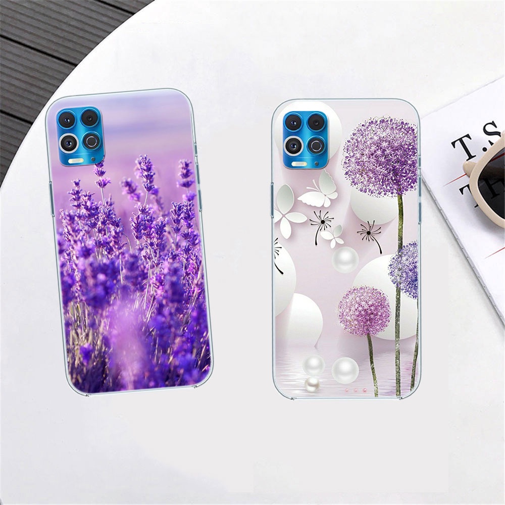 Ốp Điện Thoại Silicone Mềm Họa Tiết Hoa Tím Cho LG V40 G8 X X4 G3 G3S G8 G9 D690 V60 ThinQ OI75