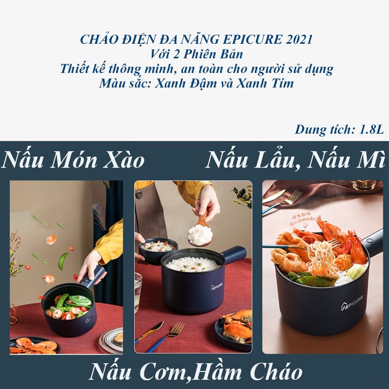 Chảo điện đa năng chống dính 2 tầng cao cấp, Chảo lẩu mini 6 mức nhiệt, chiên, rán, xào, nấu cơm...đều được -BH 12 tháng