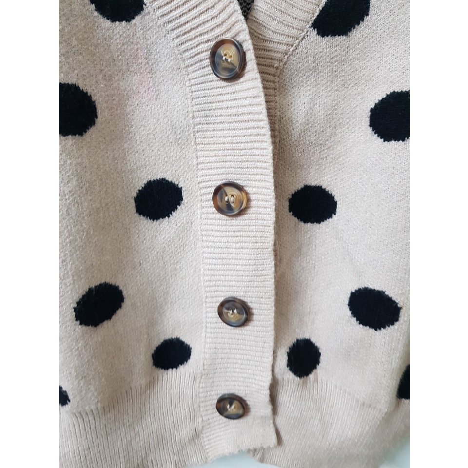 Áo khoác cardigan 2hand họa tiết chấm bi lớn siêu dày dặn mềm mịn.