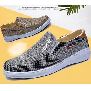 Giày lười nam vải thoáng khí đế bệt trơn màu ZATA-ZKL03