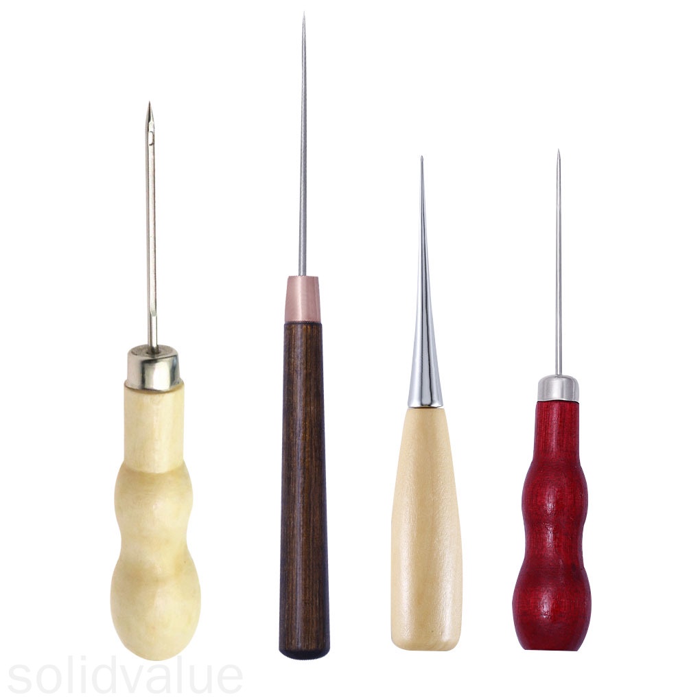 Bộ 4 dùi đục lỗ bằng thép không gỉ có tay cầm dùng làm đồ da DIY