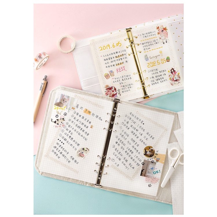 Giấy refill A5 6 lỗ Béo shop , ruột sổ còng làm sổ planner bullet journal