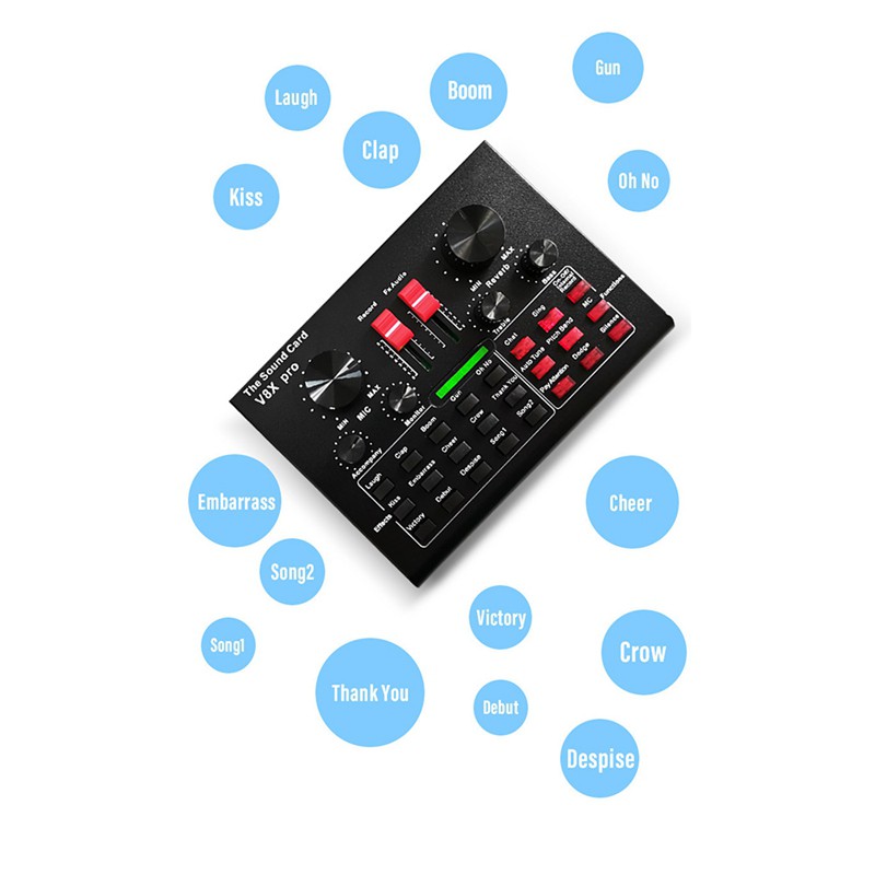 New Stock V8X PRO Live Sound Card Audio Mixer Bluetooth 15 es Sound Effects