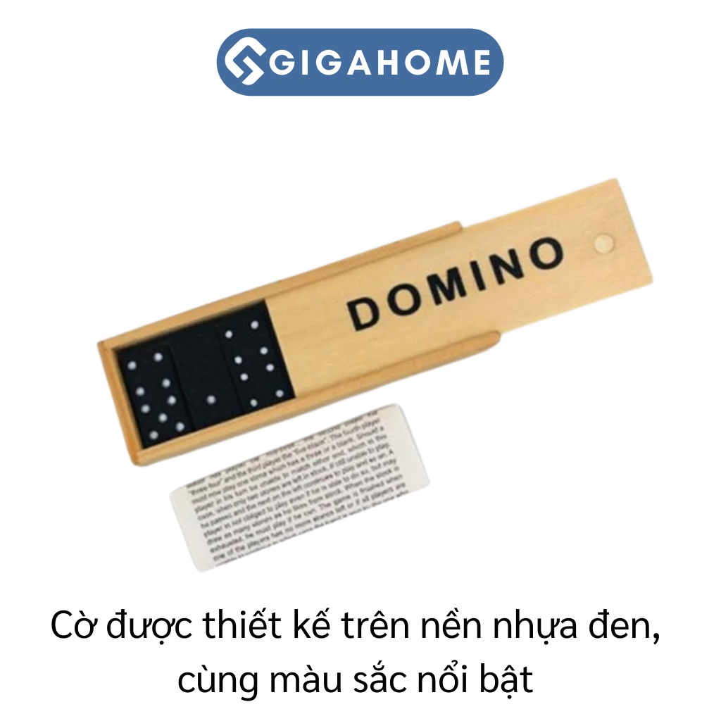 Hộp Cờ Domino Đen Cao Cấp GIGAHOME Kèm Hộp Gỗ Tự Nhiên 6180