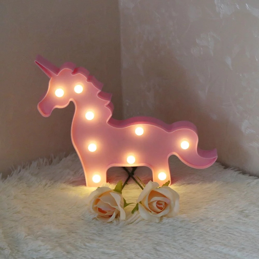 LED Night Light Baby Unicorn Party Lamp 3D RGB Colorful Lamp Animal Children's Gift Bedroom Table Decoration