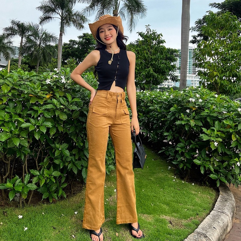 Áo croptop nữ trơn TOPTIFY sát nách nẹp nút lệch thun bo gân co giãn Feel Like Sunday Top AC28