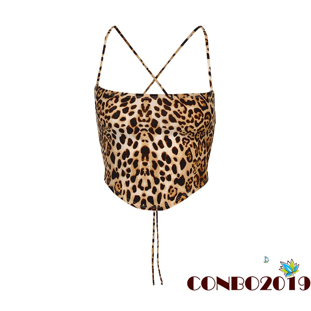 Áo Hai Dây Dáng Ôm In Họa Tiết Da Báo Hở Lưng Thời Trang Quyến Rũ Cho Nữ