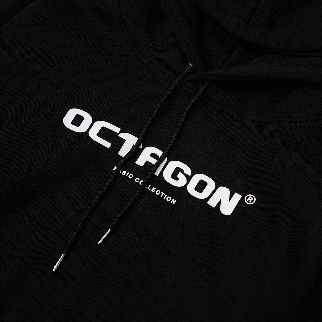 Áo Hoodie Nỉ Bông OCTAGON Basic SS01 Màu Đen Form Rộng Phong Cách Năng Động