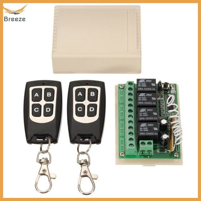 Mạch Điều Khiển Từ Xa Không Dây 12v 4 Kênh 433mhz Kèm 2 Bộ Phụ Kiện