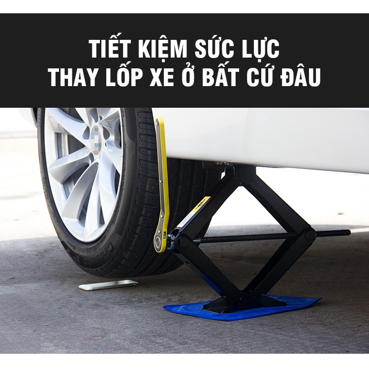 Kích nâng gầm xe ô tô - Kích lốp ô tô chữ A đầu bám xoay 360 độ - Tay siết lực cờ lê tròng tự động, tải trọng 1.5 Tấn