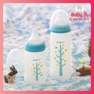 Bình sữa cổ rộng Thủy Tinh bọc Silicon Pigeon cho bé 160ml / 240ml