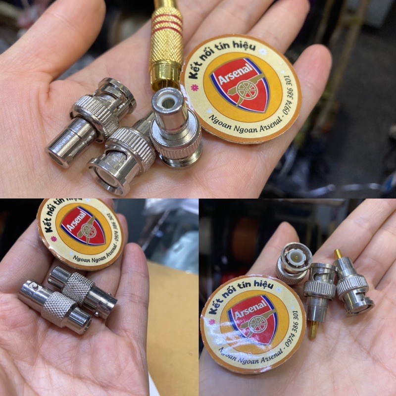 Jack rắc chuyển BNC đực ra hoa sen cái, BNC cái ra av cái, BNC đực ra RCA đực. báo giá 1 jack