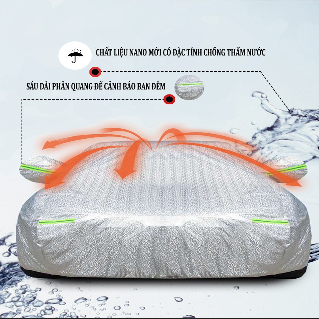 Bạt Phủ Ô Tô Tráng Gương 4 Mùa Chống Nắng Chống Mưa 3 Lớp