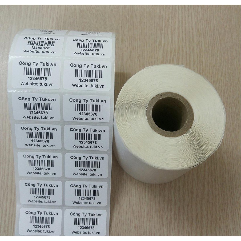Cuộn in mã vạch 50x30mm 1 tem , tem nhiệt khổ 2 tem 72x22 mm, giấy in khổ 35x22 mm, 2 tem/hàng