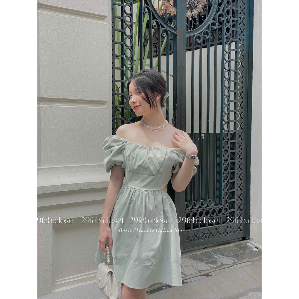 [Ảnh thật/Video] Váy cổ vuông hở eo chất thô mềm - 29feb.closet - V23