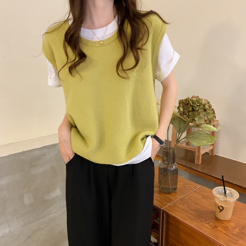 Áo khoác dệt kim sát nách dáng ngắn nhiều màu sắc dễ thương | BigBuy360 - bigbuy360.vn