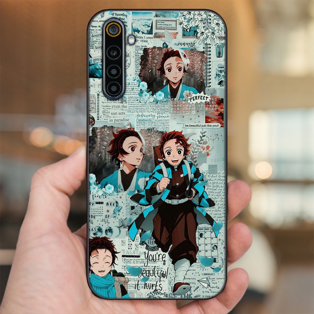 Ốp lưng Realme 6, 6 Pro viền đen in hình Tanjiro Kimetsu No Yaiba